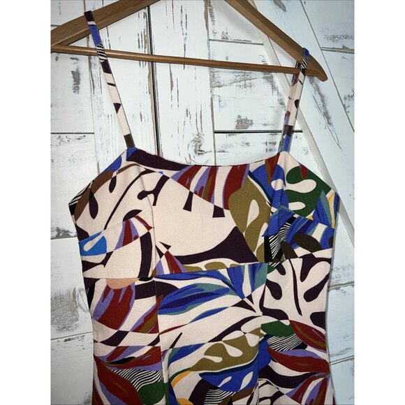 Avec les Filles Y2K Women's Printed Leaf Square-Neck Bodycon Mini Dress NWT 10 - Picture 5 of 9